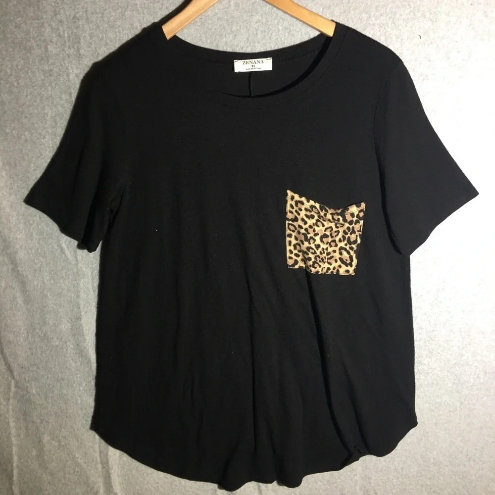 Womens Zenana Shirt Cheetah Animal Print T Shirt Casual Closet Staple Basic